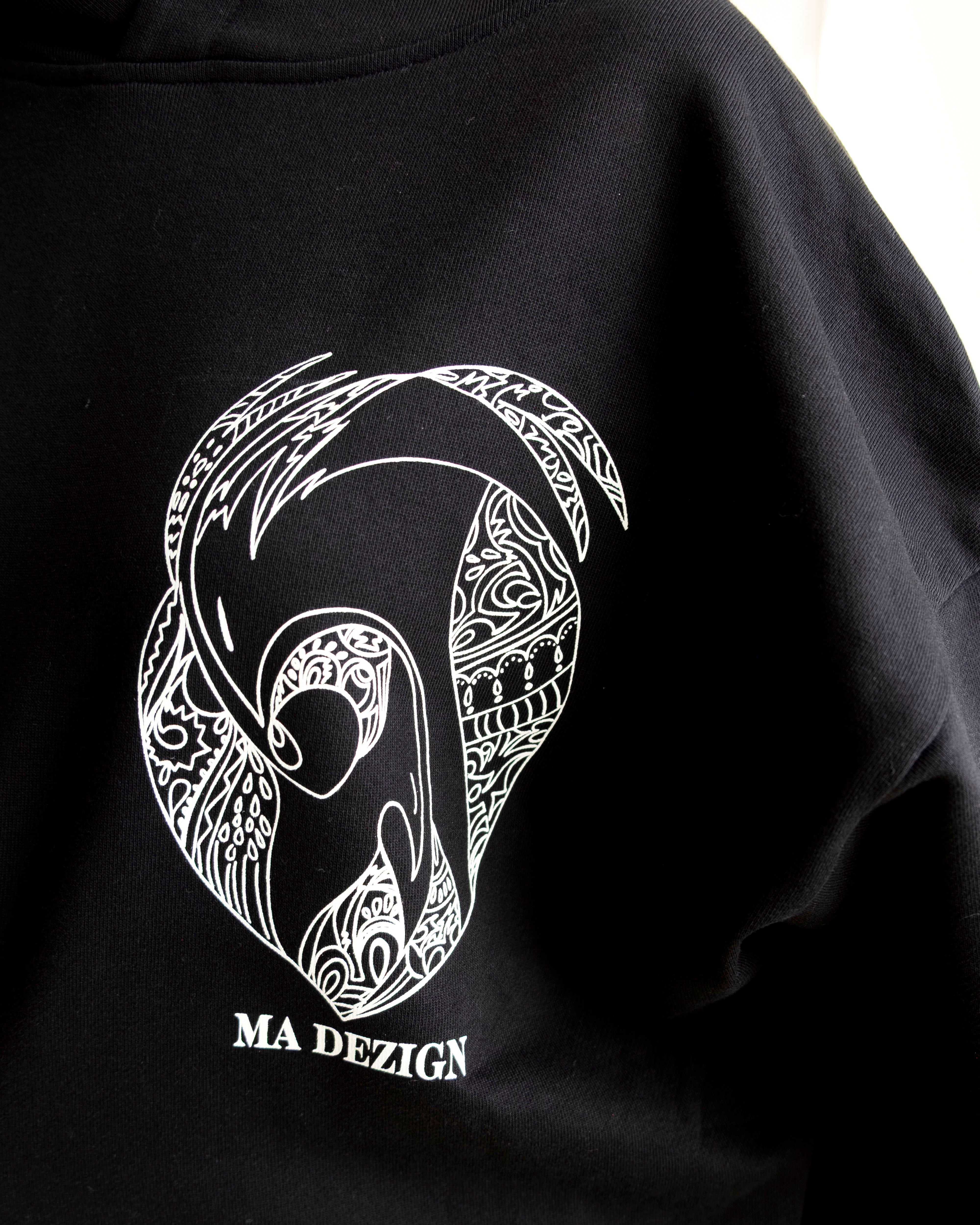 Miniature Birds Cropped Hoodie in soft 100% cotton French terry with artistic bird print and modern cropped silhouette