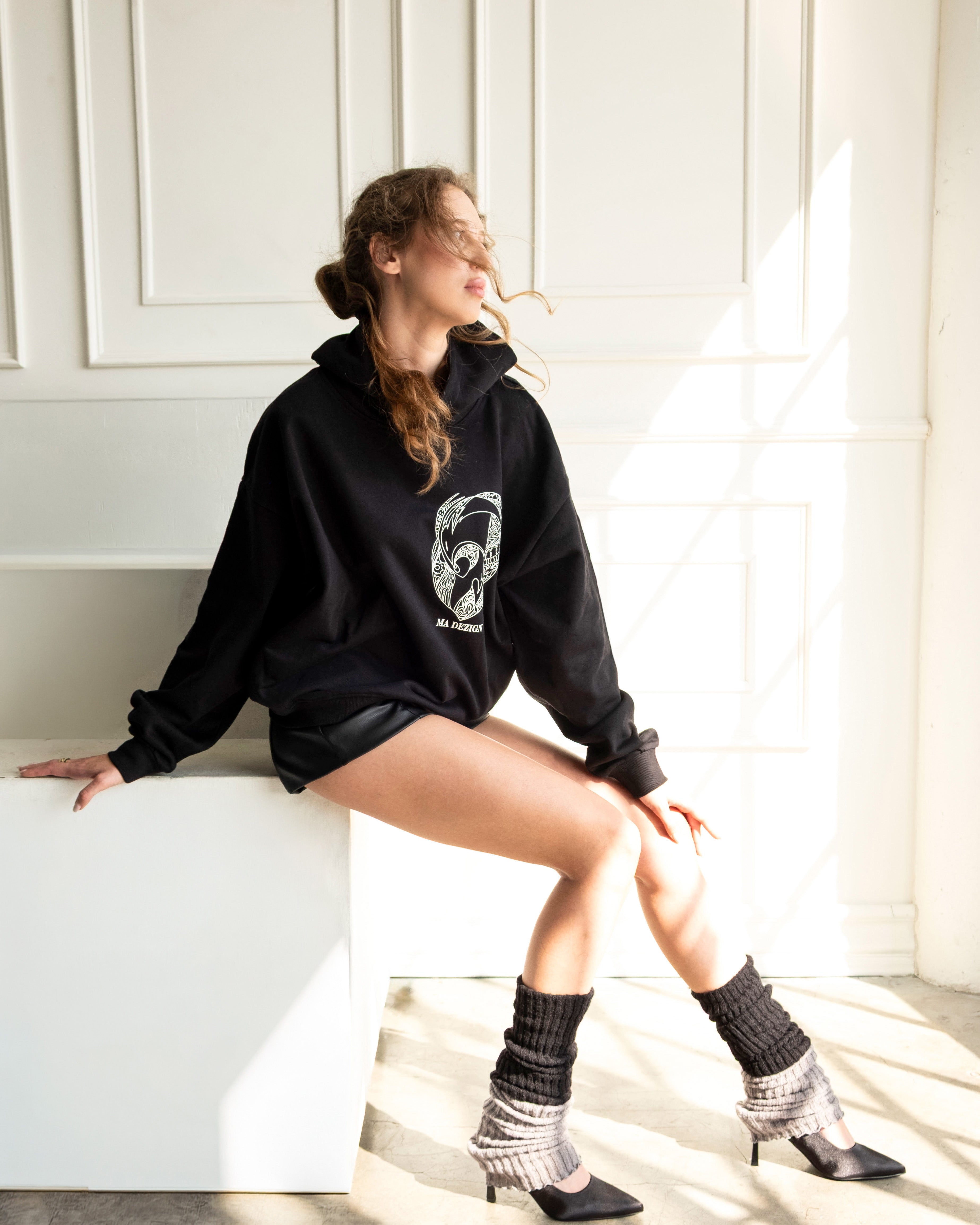 Miniature Birds Cropped Hoodie in soft 100% cotton French terry with artistic bird print and cropped fit