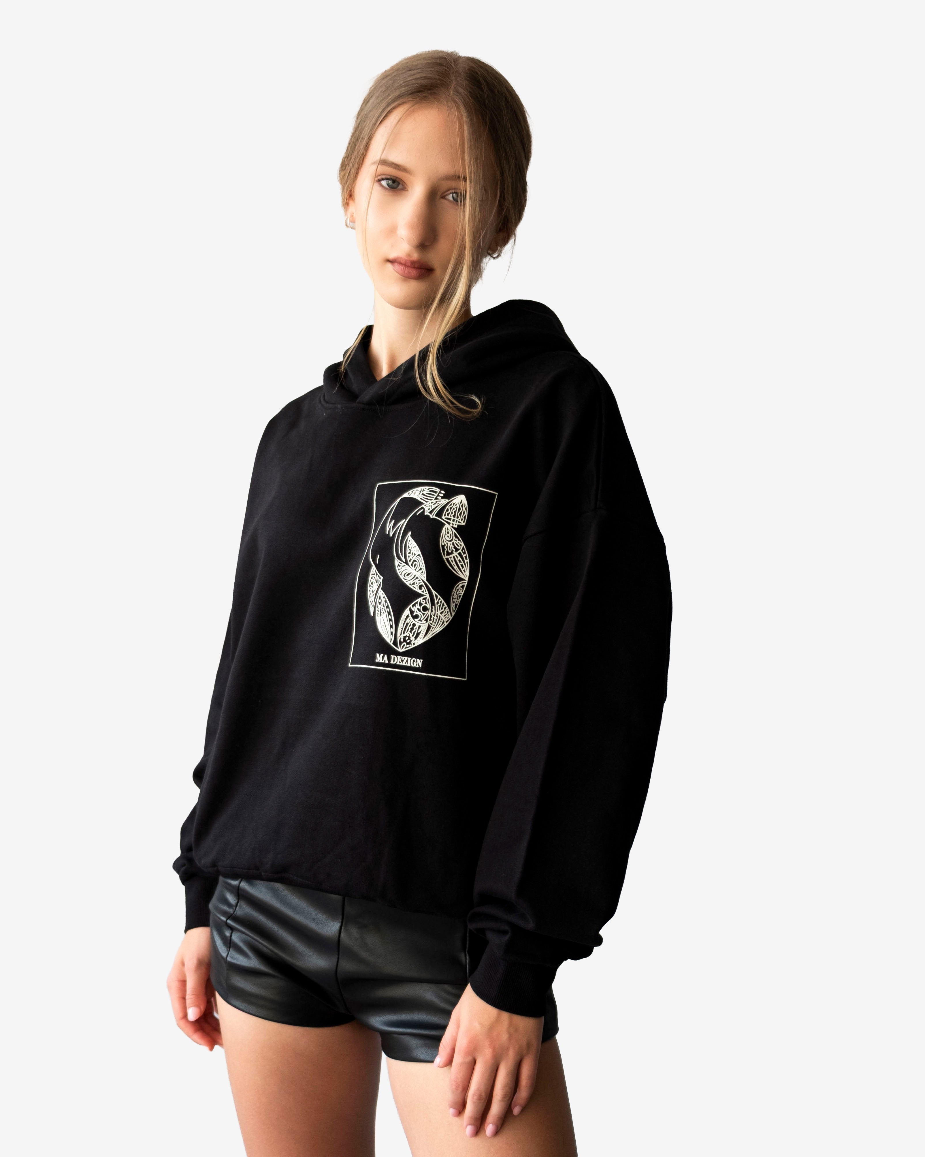 Miniature Birds Cropped Hoodie in soft 100% cotton French terry with artistic bird print