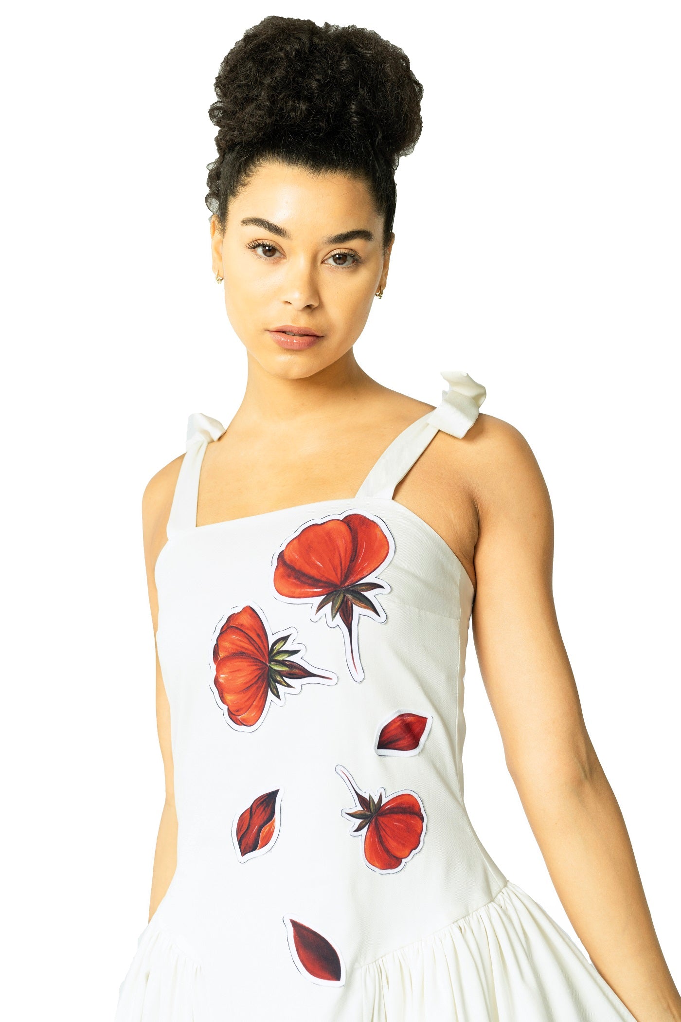 Women Midi Dress- Peace Blossoms Elegant Floral Dress