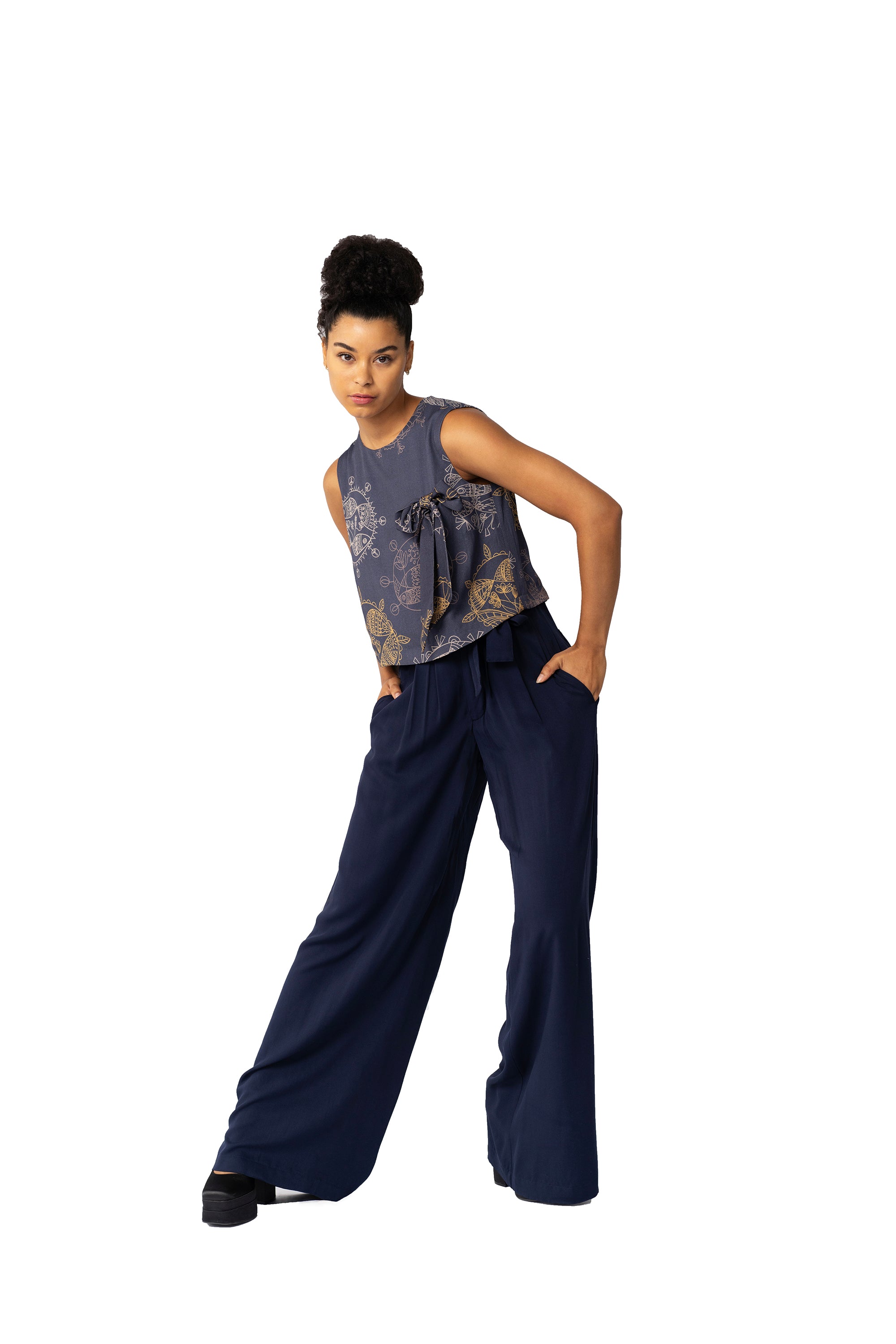 High-Waisted Wide Leg Black Pants – Midnight Ocean