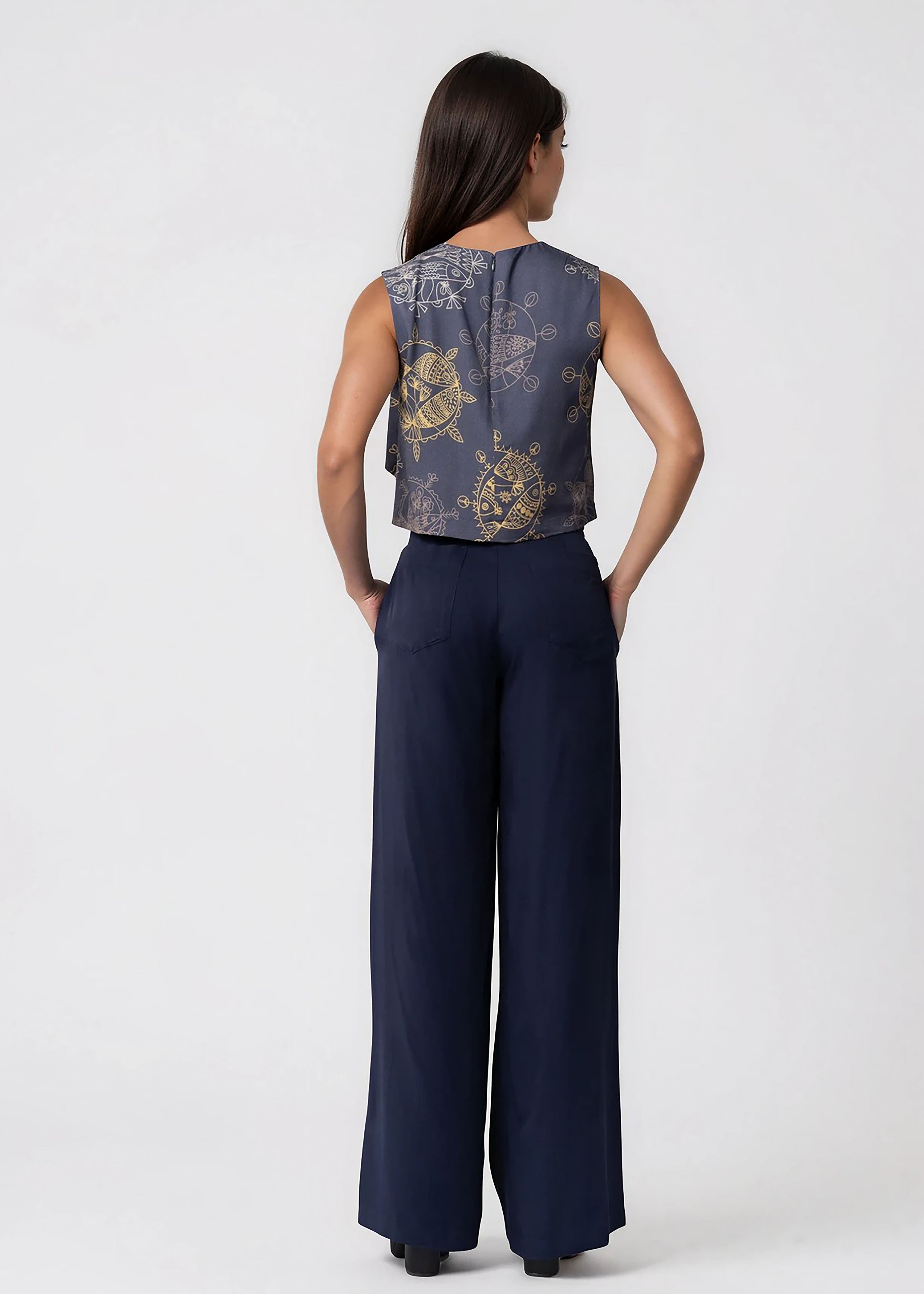 High-Waisted Wide Leg Black Pants – Midnight Ocean