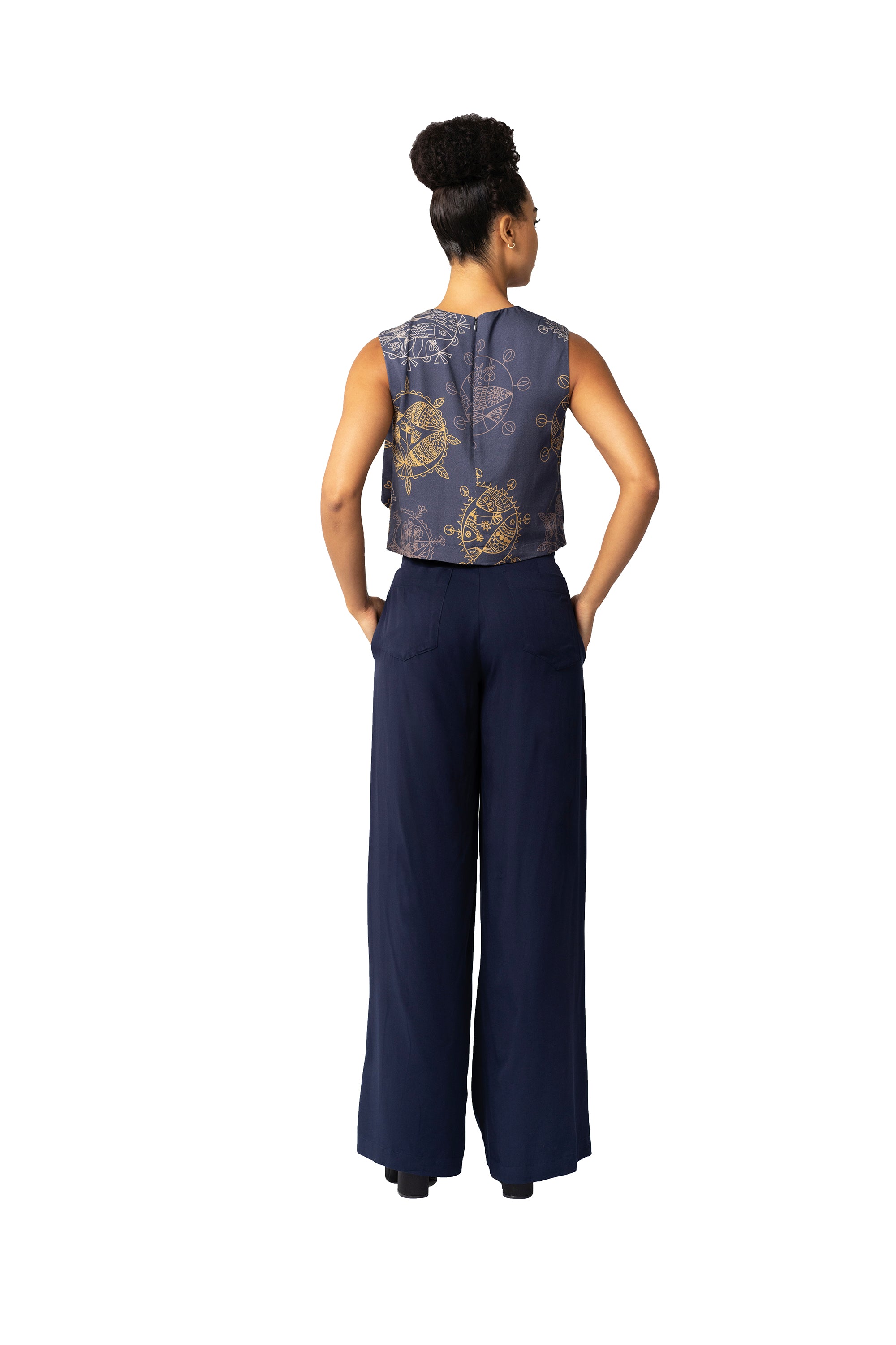 High-Waisted Wide Leg Black Pants – Midnight Ocean