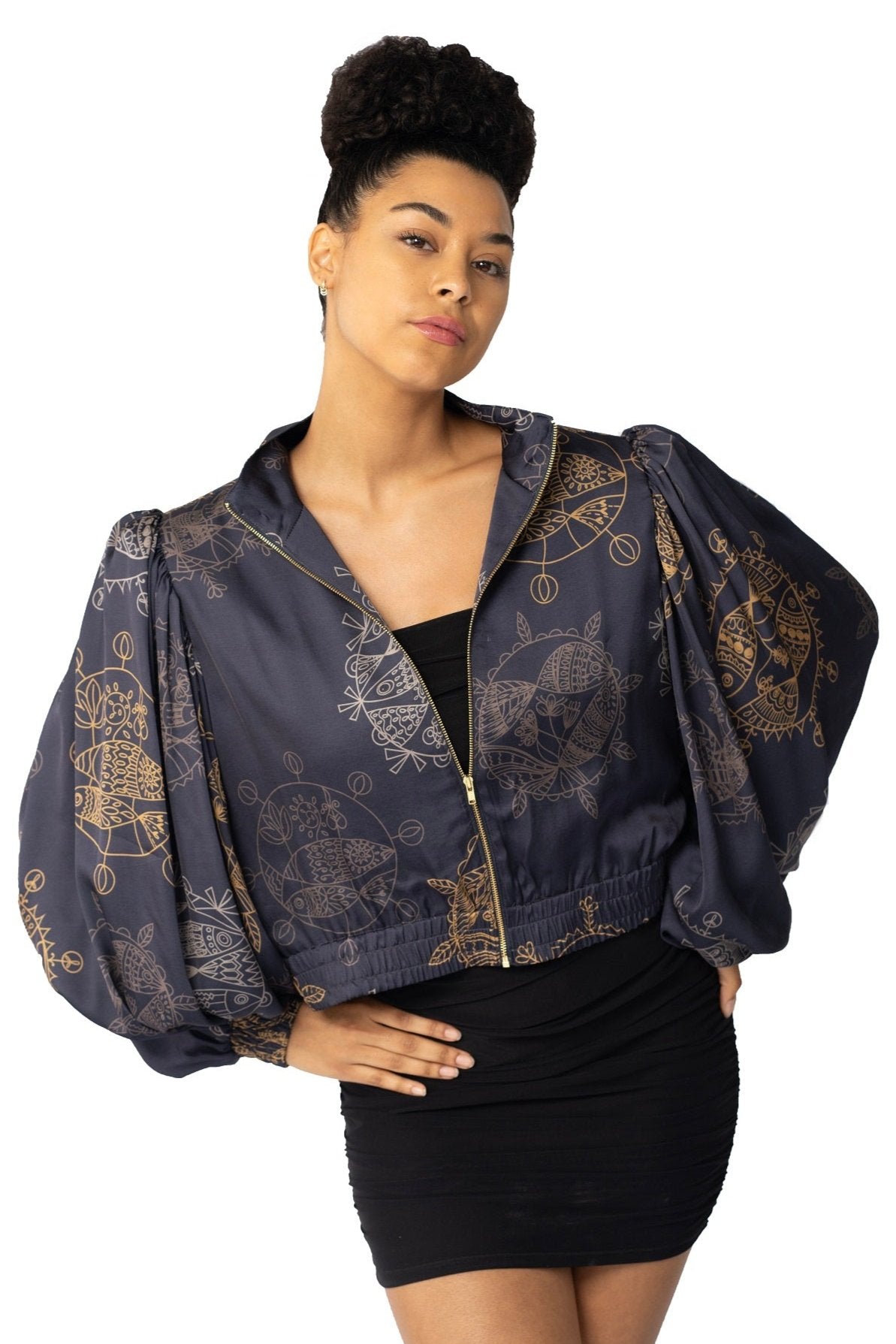 Cropped Bomber Jacket for Women – Twilight Ocean Dream