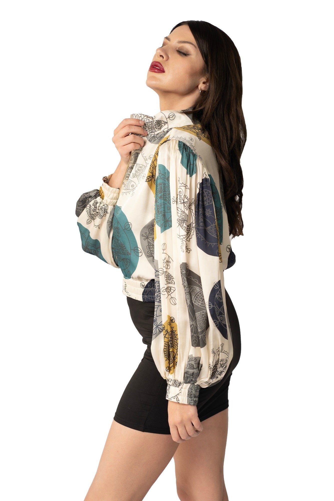 Cropped Bomber Jacket for Women – Daylight Ocean Dream