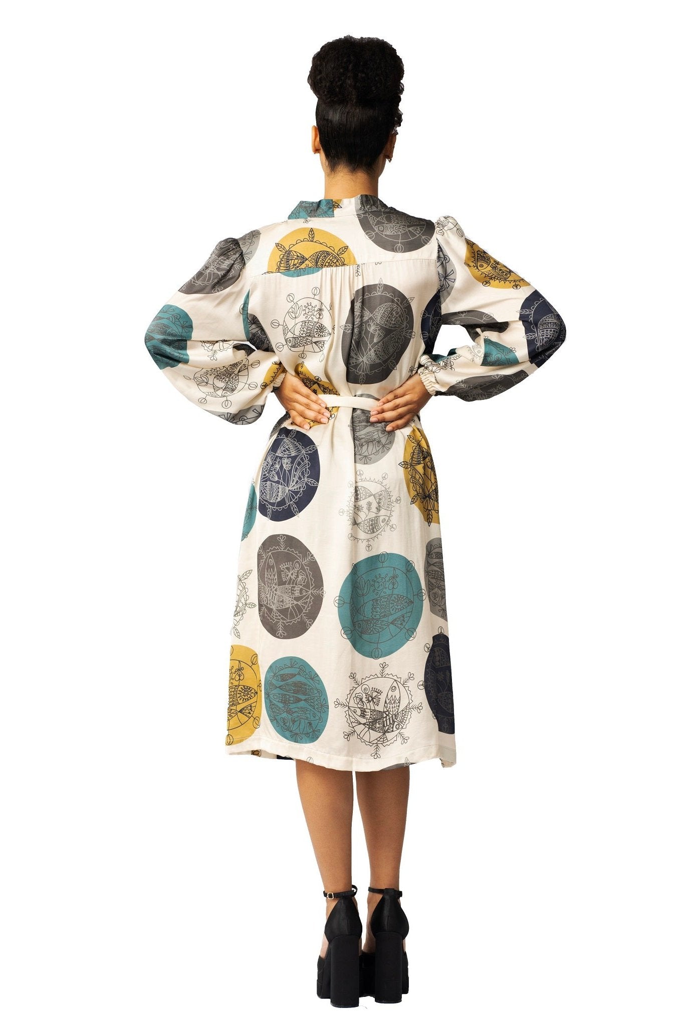 Women Midi Kimono Robe- Daylight Ocean Dream