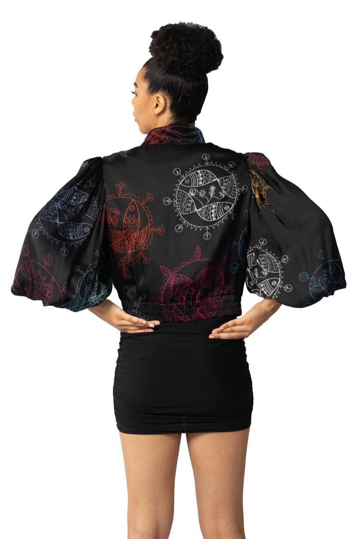 Cropped Bomber Jacket for Women – Midnight Ocean Dream