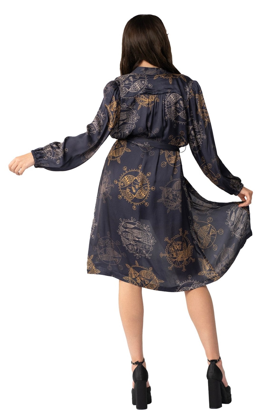 Women Midi Kimono Robe- Twilight Ocean Dream