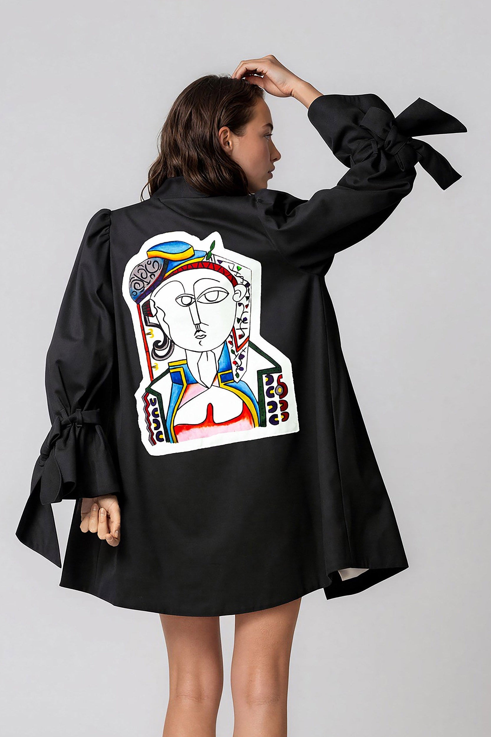 Women's Picasso The Queen Masterpiece Jacket with hand-painted patchwork and cotton twill fabric