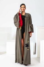 Hand-painted Peace Gift to the World long coat made of high-quality crepe, custom tailored in LA studio