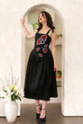 Women Midi Dress- Peace Blossoms Elegant Floral Dress