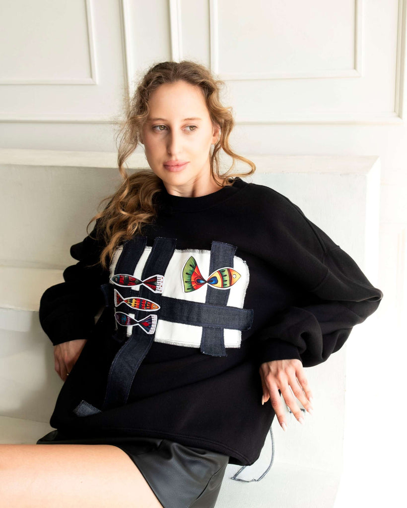 Artisan Fish Patchwork Crewneck