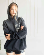 Sun-faded graphic hoodie in heavyweight cotton French terry with artistic print and kangaroo pocket, designed in Los Angeles