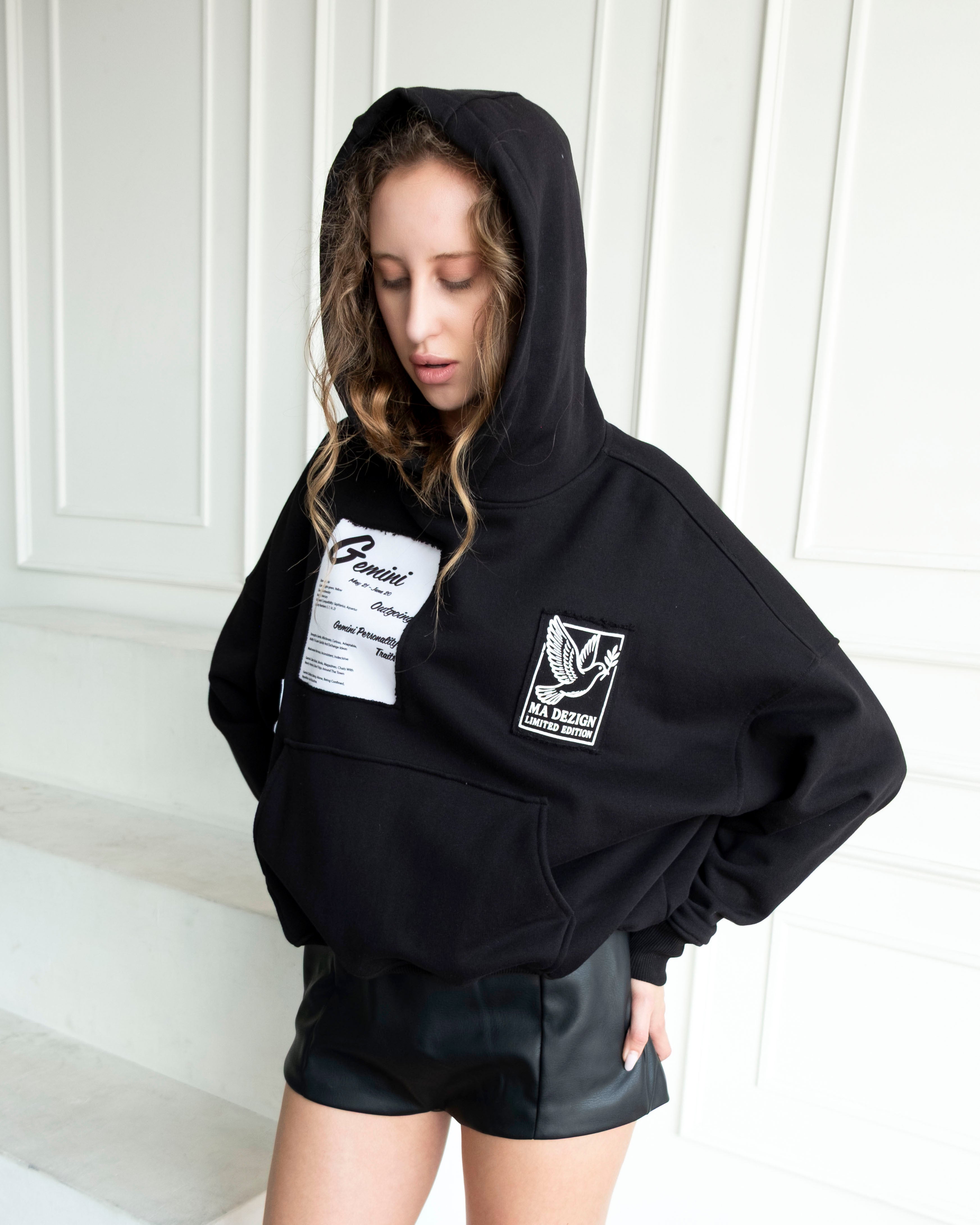 Zodiac Symbols Patchwork Hoodie