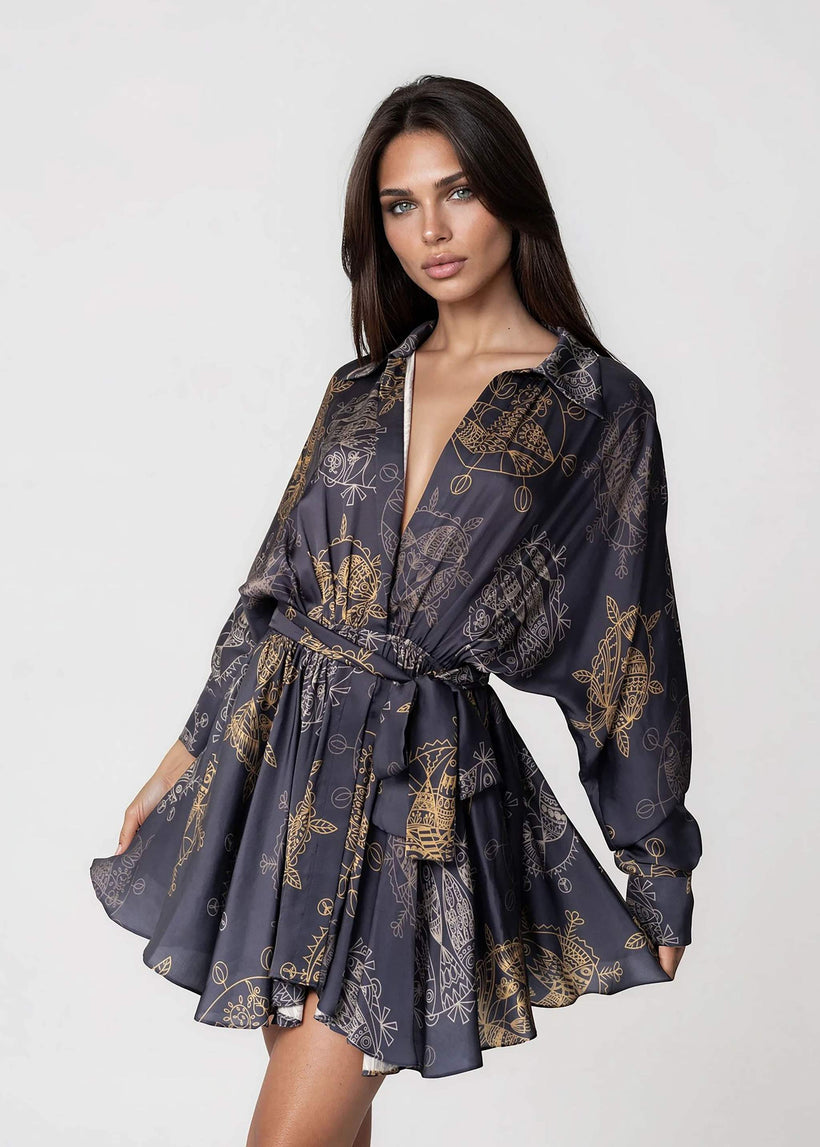 Flared Mini Dress – Twilight Ocean Dream