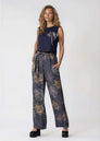 High-Waisted Wide Leg Pants – Midnight Ocean Print