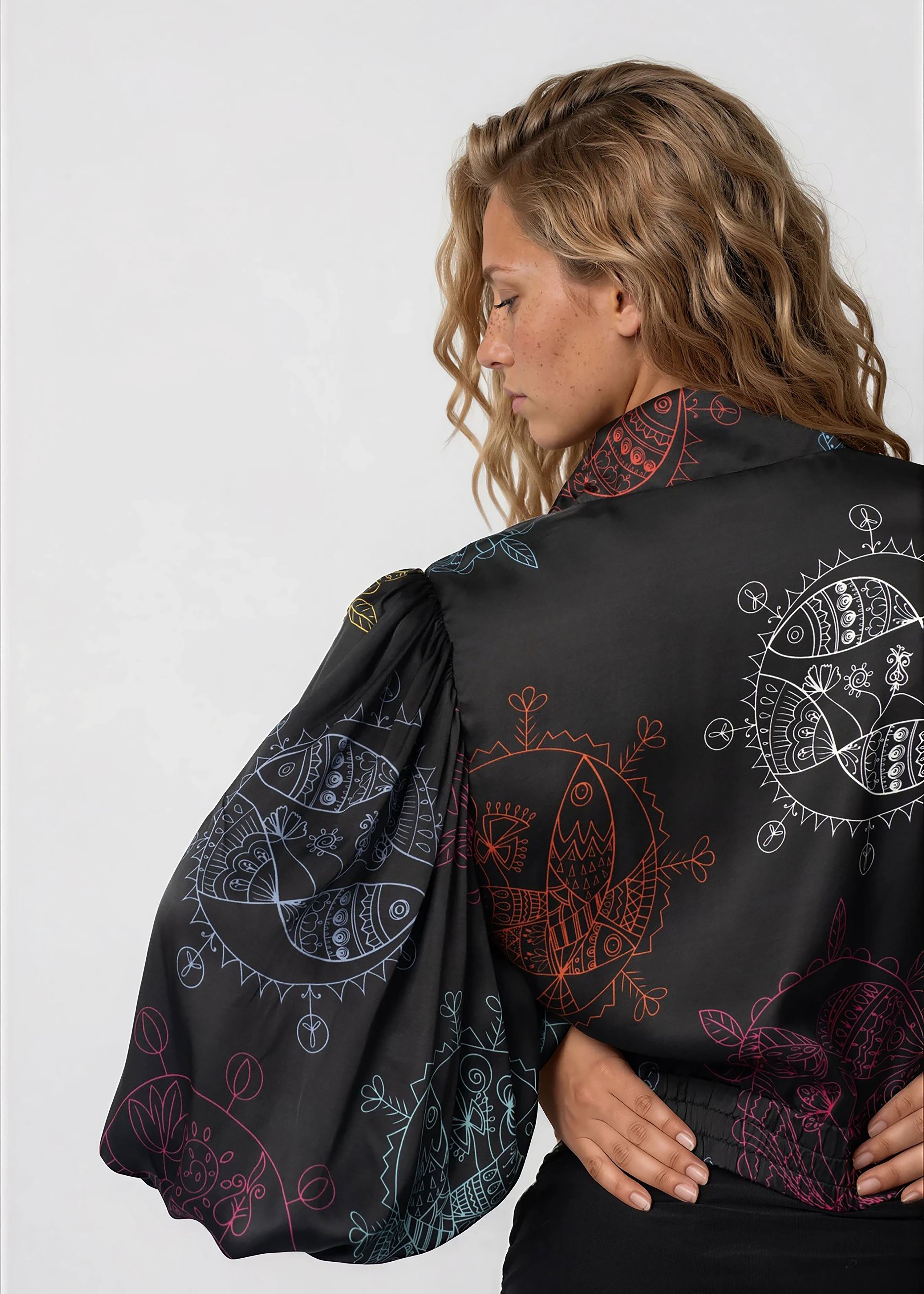 Cropped Bomber Jacket for Women – Midnight Ocean Dream | Stylish