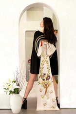 Hand-painted Olive Tree cape with long tail bowtie symbolizing peace and nature connection