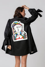 Women's Picasso The Queen Masterpiece Jacket with hand-painted patchwork and cotton twill fabric