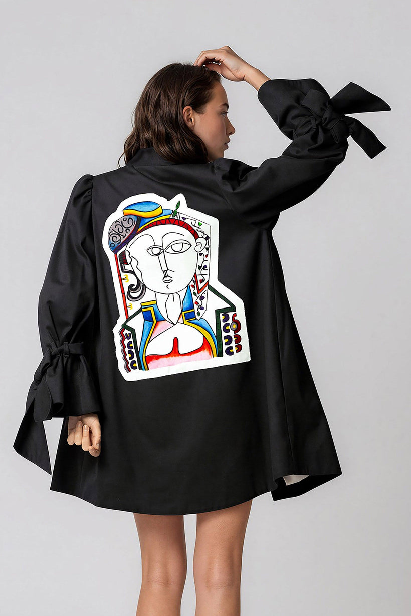 Women's Picasso The Queen Masterpiece Jacket with hand-painted patchwork and cotton twill fabric